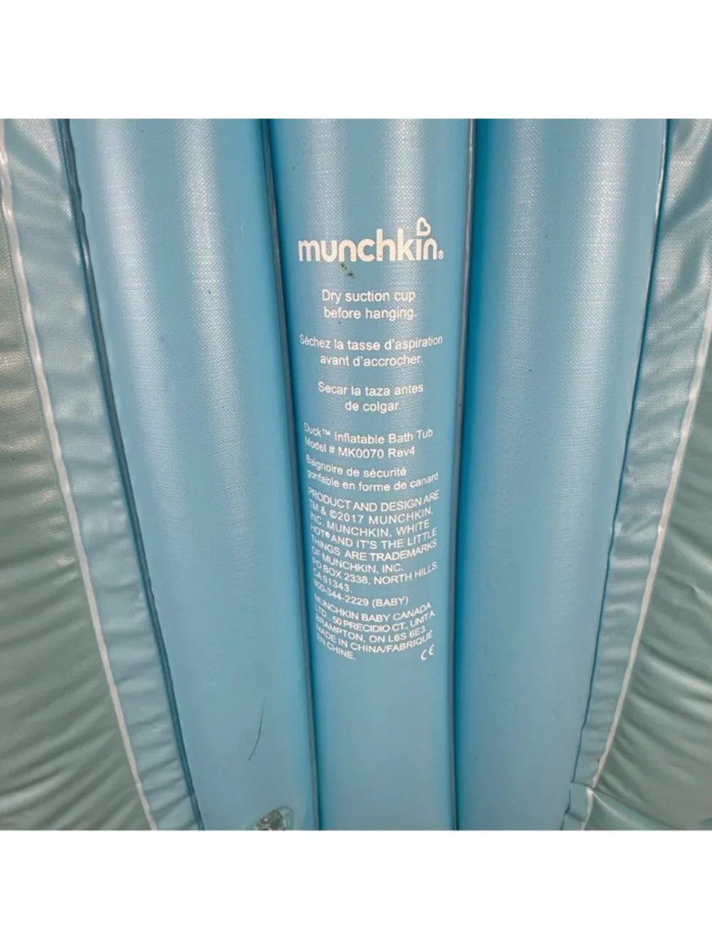 Munchkin Yellow Duck Inflatable Bathtub for Babies Ages 6-24 Months Model MK0070